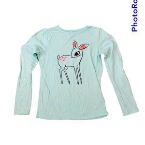Crazy 8 Mint Green Deer Graphic Long Sleeve Shirt Size XL 14
